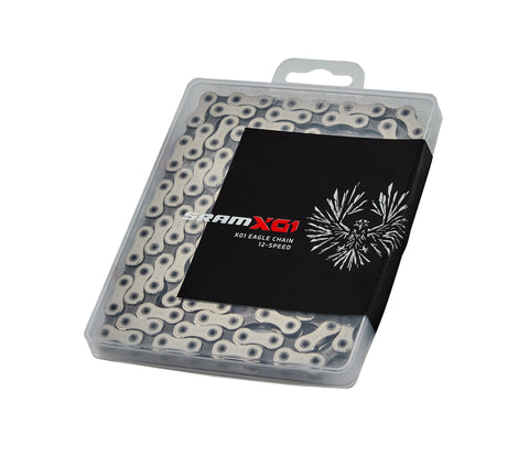 Waxed SRAM X01 Eagle chain designed for mountain biking