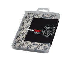 Waxed SRAM X01 Eagle chain designed for mountain biking